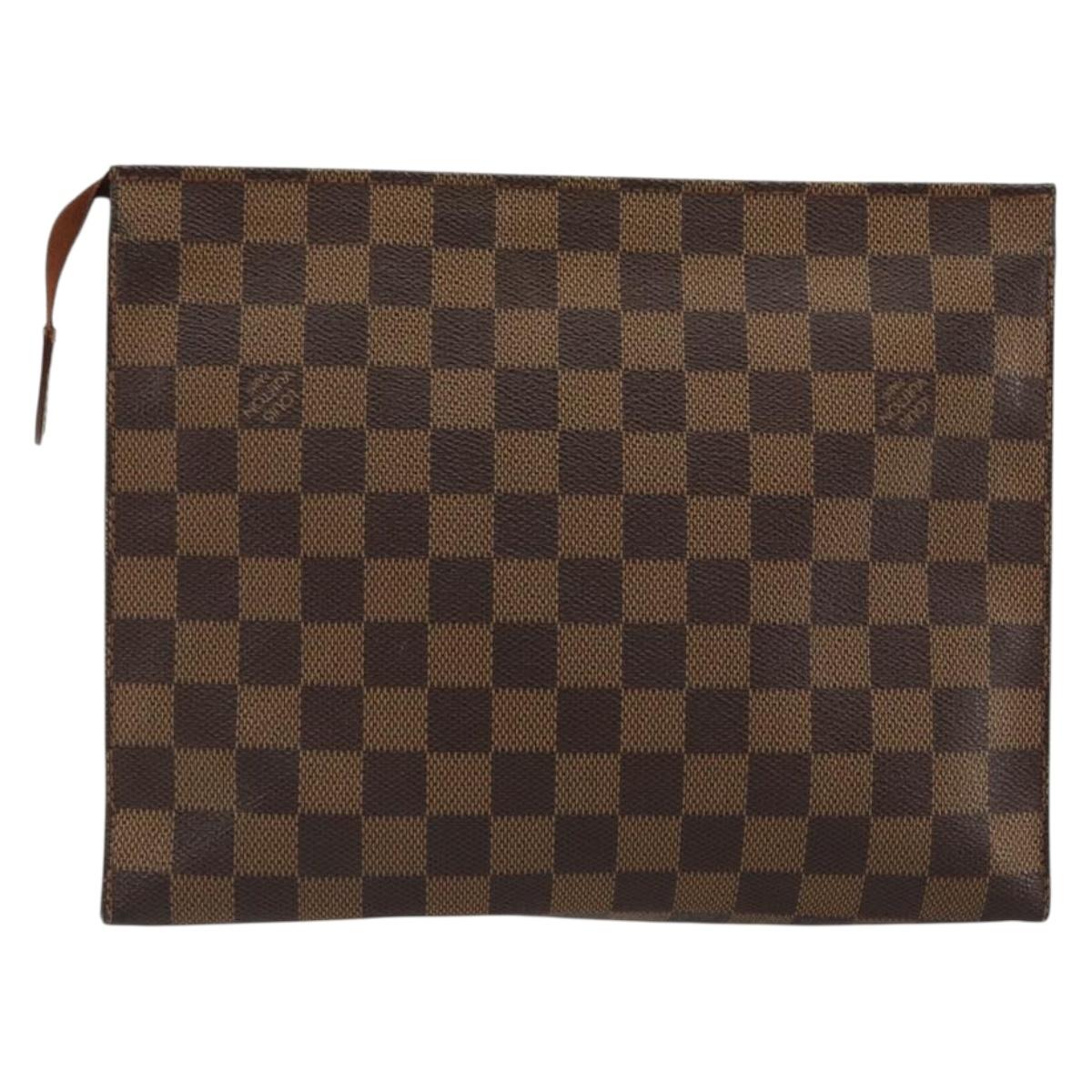 LOUIS VUITTON Damier Ebene Poche Toilette 26 Pouch N47543 LV Auth 179094