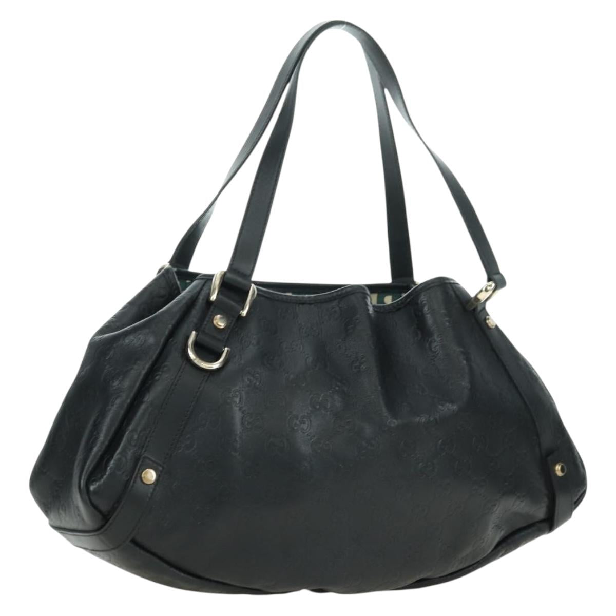 GUCCI Guccissima GG Canvas Abbey Tote Bag Leather Black Gold 130736 Auth 179098V