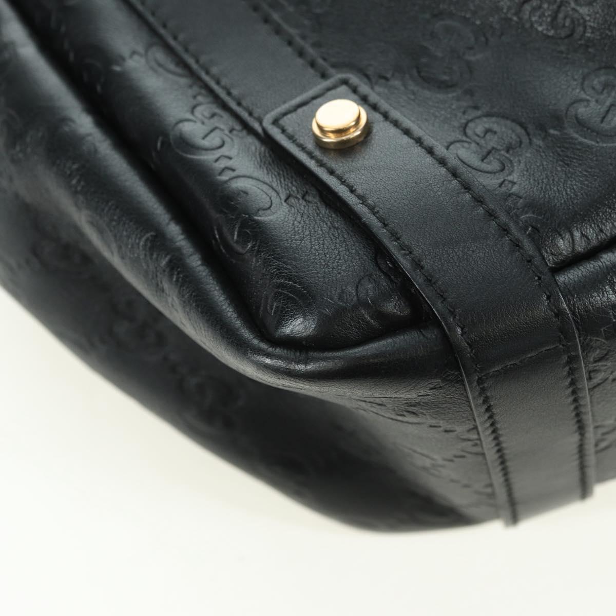 GUCCI Guccissima GG Canvas Abbey Tote Bag Leather Black Gold 130736 Auth 179098V