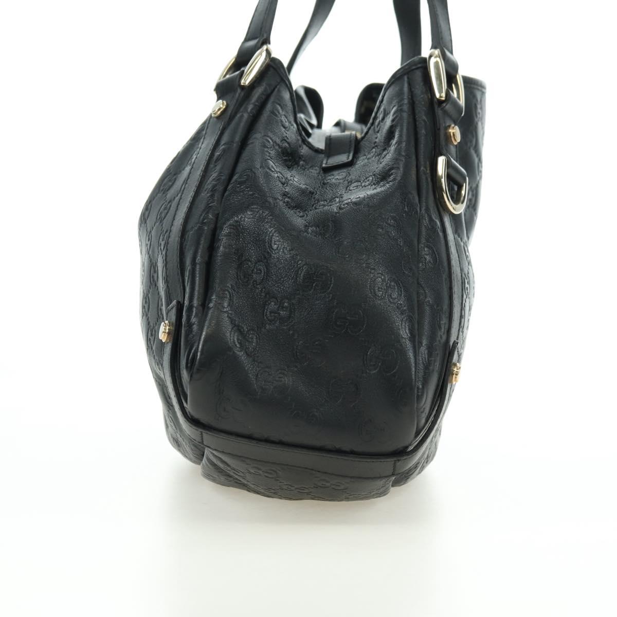 GUCCI Guccissima GG Canvas Abbey Tote Bag Leather Black Gold 130736 Auth 179098V