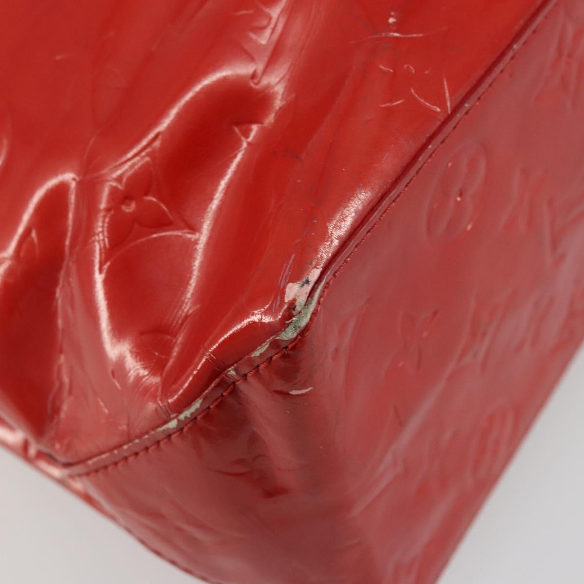LOUIS VUITTON Monogram Vernis Reade MM Hand Bag Red Rouge M91086 LV Auth 179101