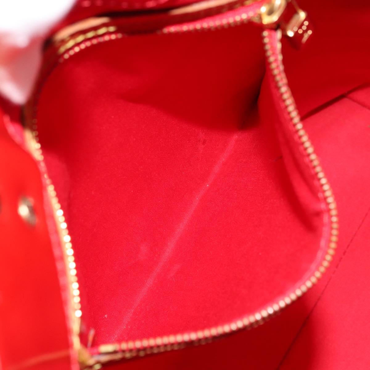 LOUIS VUITTON Monogram Vernis Reade MM Hand Bag Red Rouge M91086 LV Auth 179101