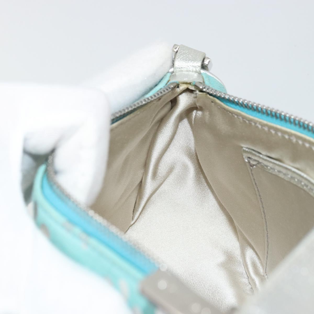 CELINE Shoulder Bag Suede Silver Turquoise Blue Auth 179104A