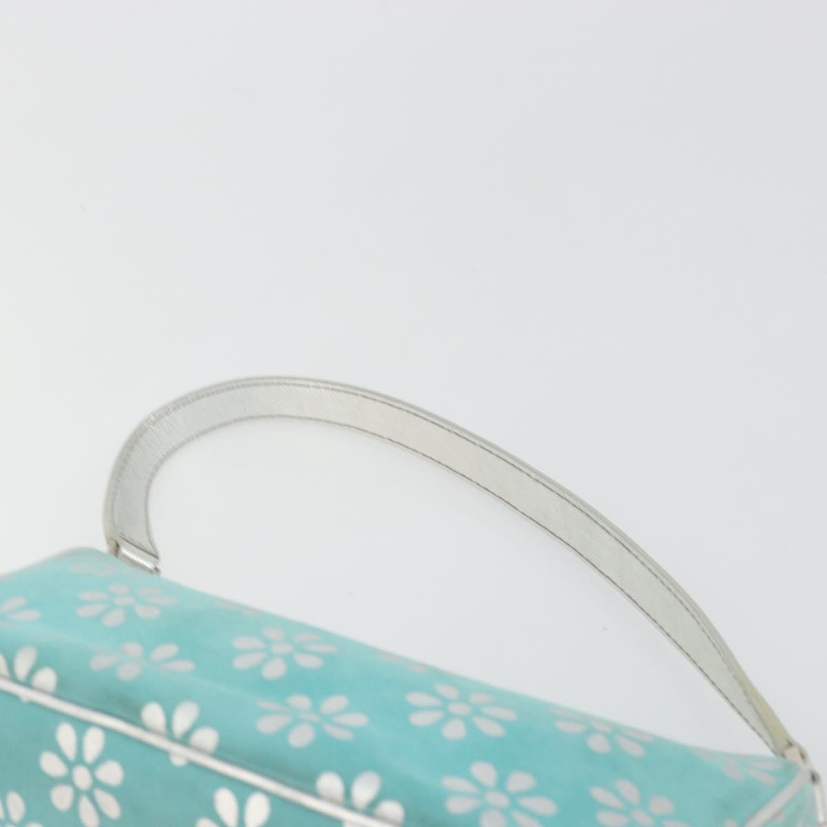 CELINE Shoulder Bag Suede Silver Turquoise Blue Auth 179104A
