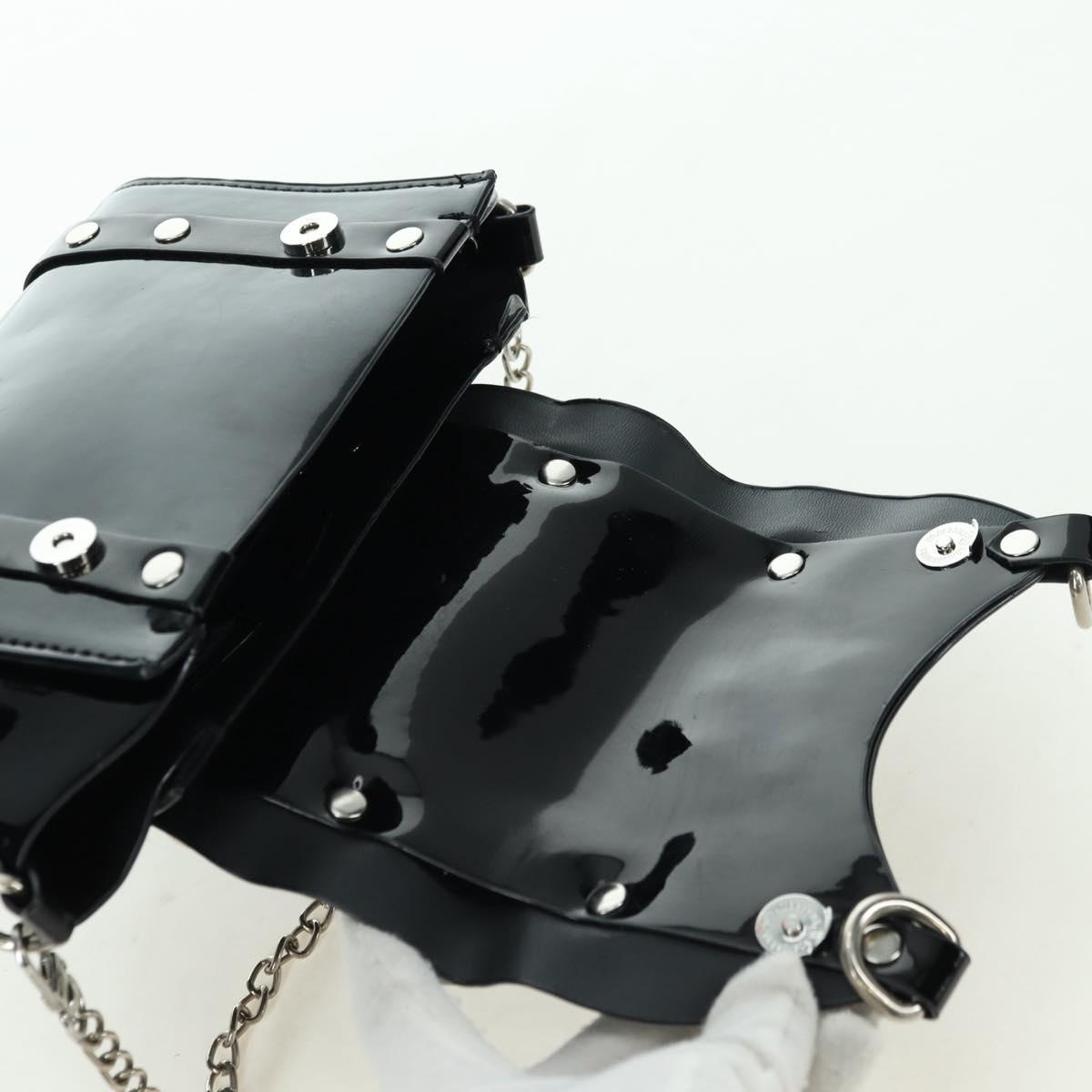Vivienne Westwood Chain Betty Bag Patent leather 2way Black Silver Auth 179105V