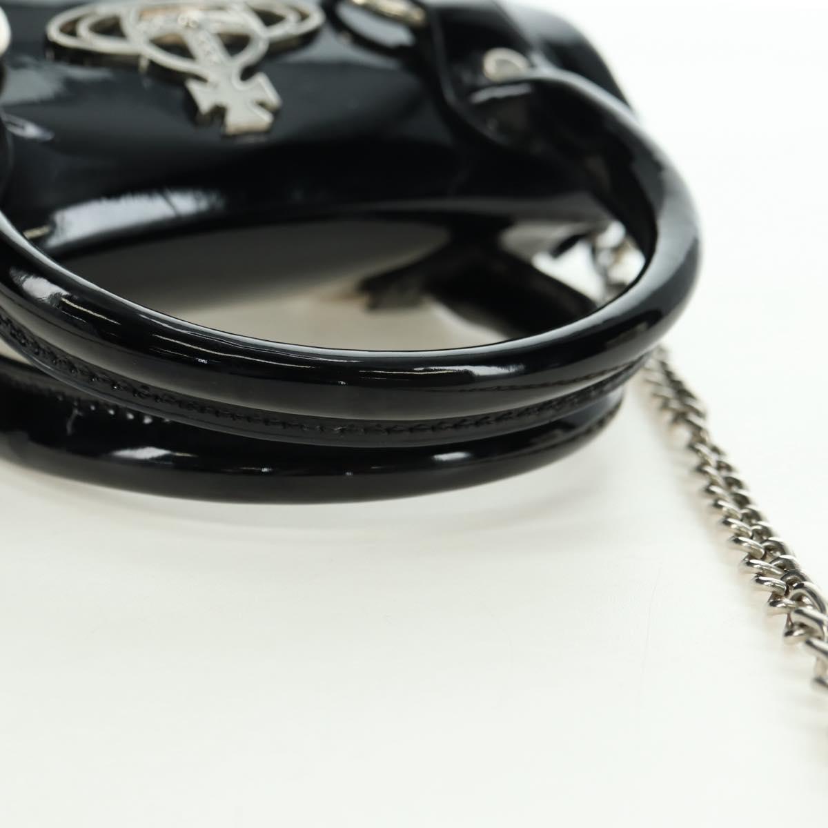 Vivienne Westwood Chain Betty Bag Patent leather 2way Black Silver Auth 179105V