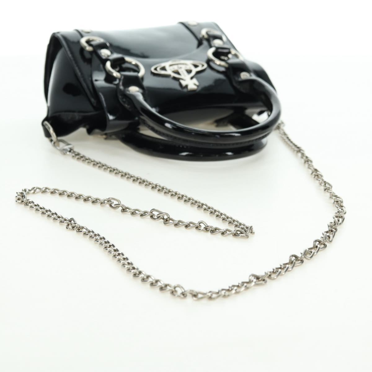 Vivienne Westwood Chain Betty Bag Patent leather 2way Black Silver Auth 179105V
