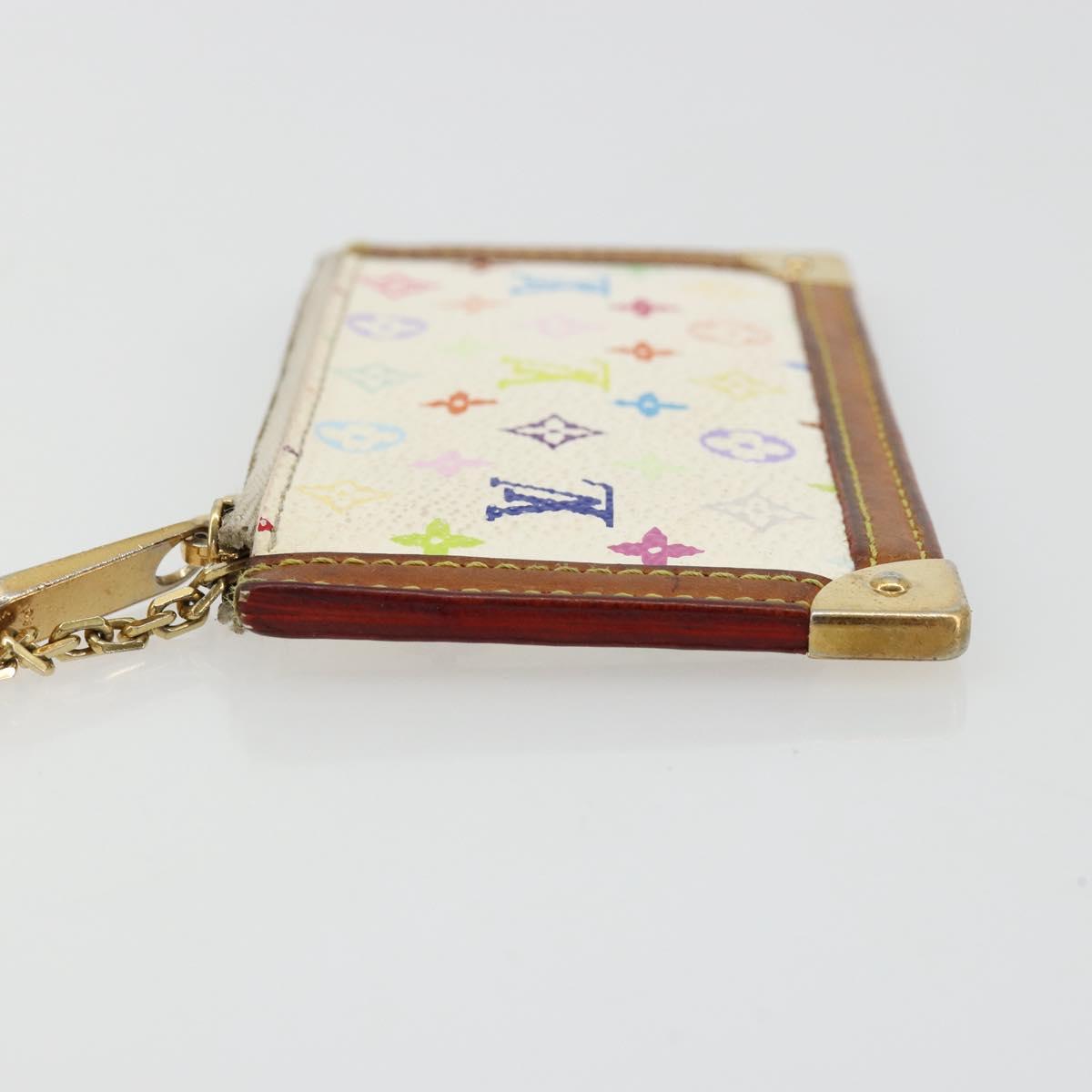 LOUIS VUITTON Monogram Multicolor Pochette Cles Purse White M92655 Auth 179112