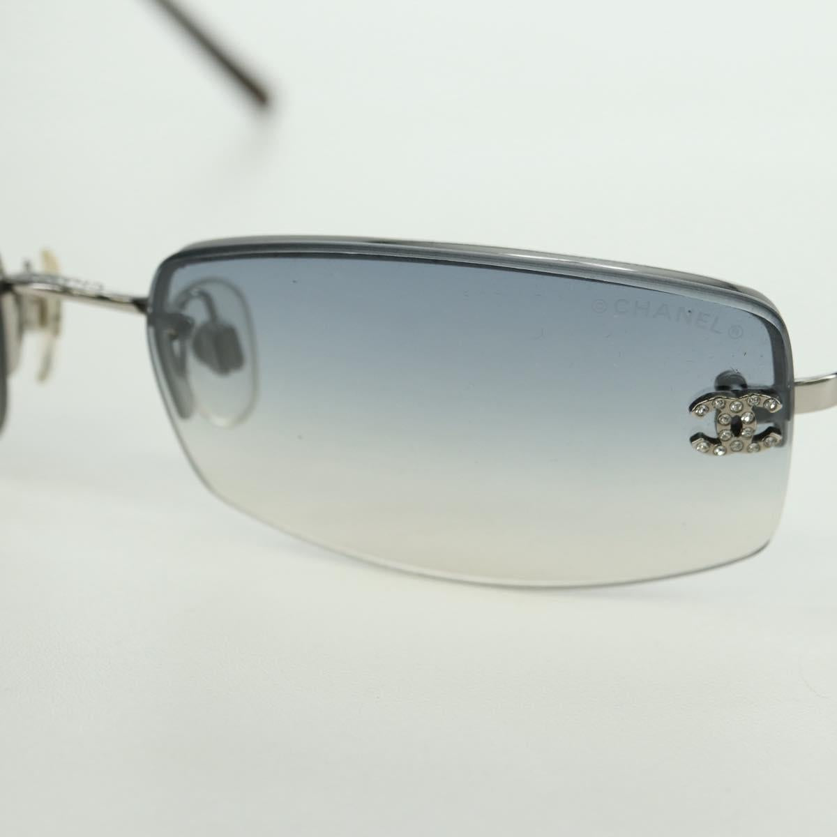 CHANEL COCO Mark Sunglasses metal Silver tone CC Auth 179115V