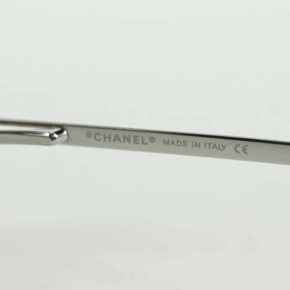 CHANEL COCO Mark Sunglasses metal Silver tone CC Auth 179115V