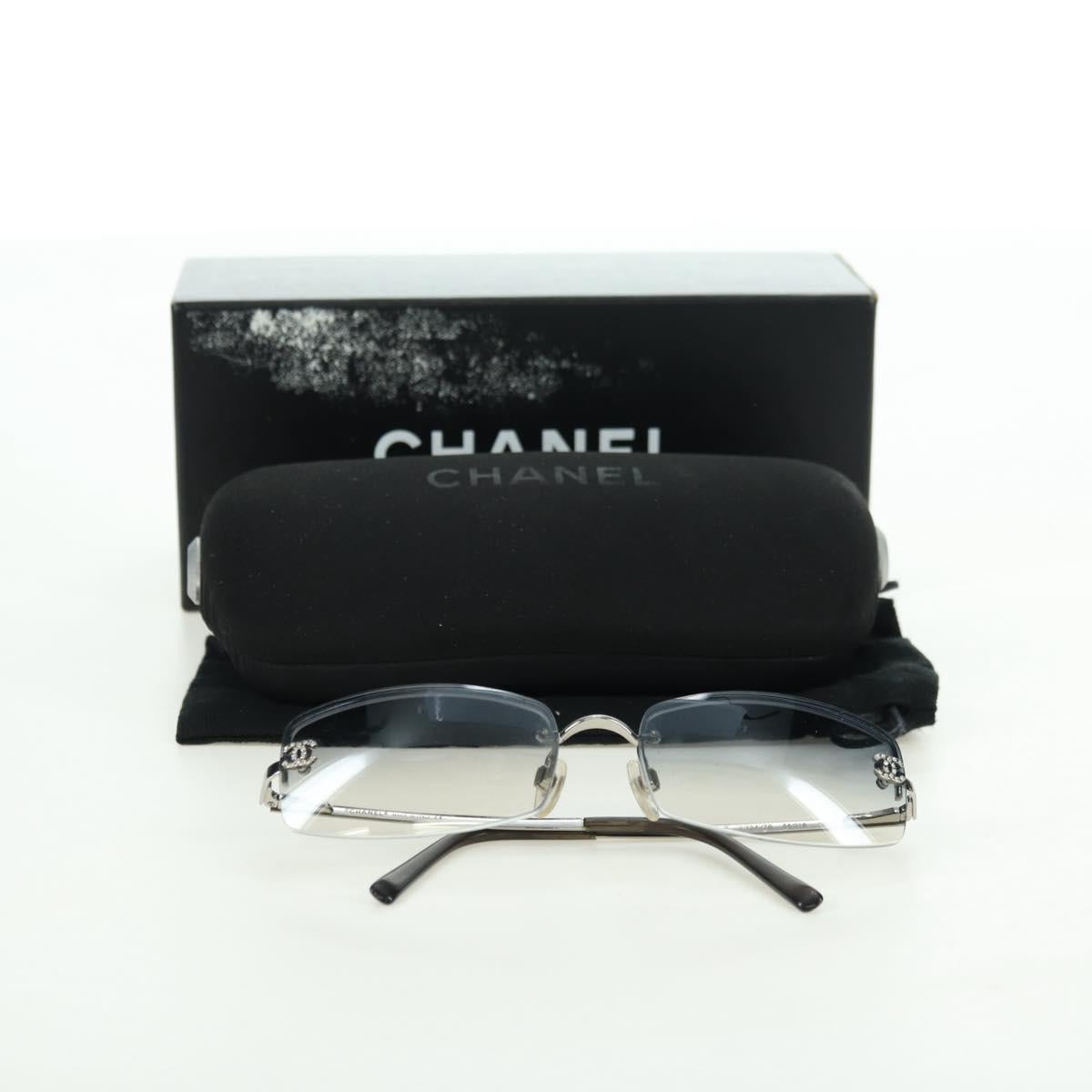 CHANEL COCO Mark Sunglasses metal Silver tone CC Auth 179115V