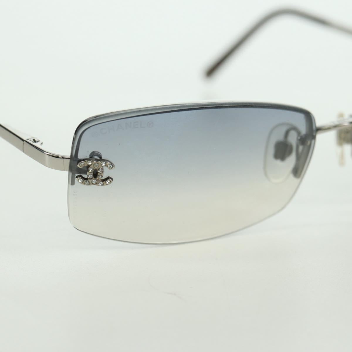 CHANEL COCO Mark Sunglasses metal Silver tone CC Auth 179115V