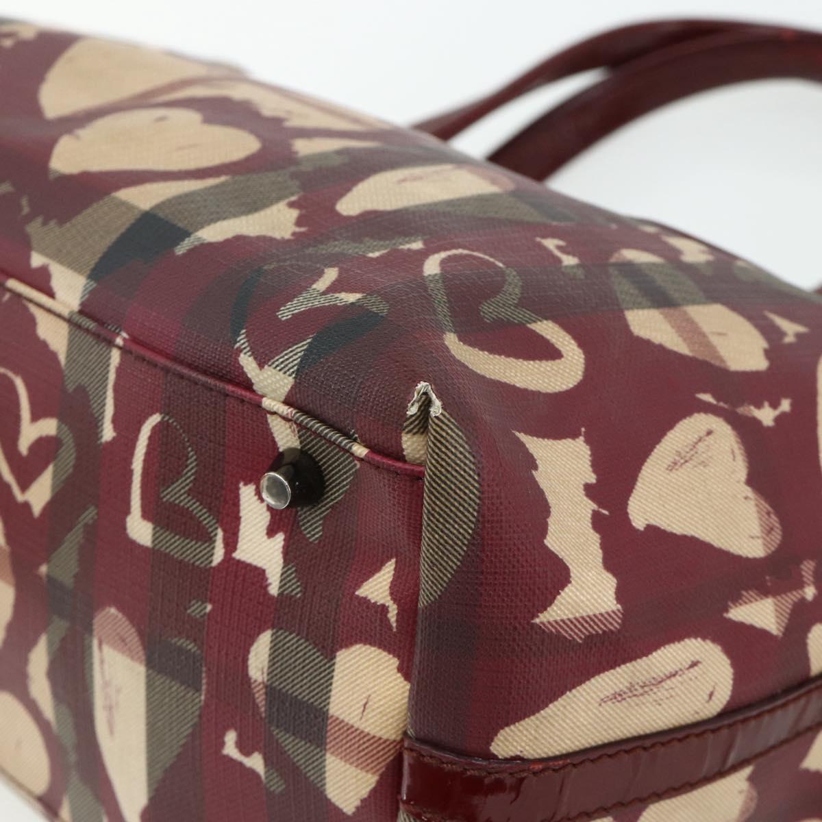 BURBERRY Tote Bag PVC Beige Silver Auth 179142