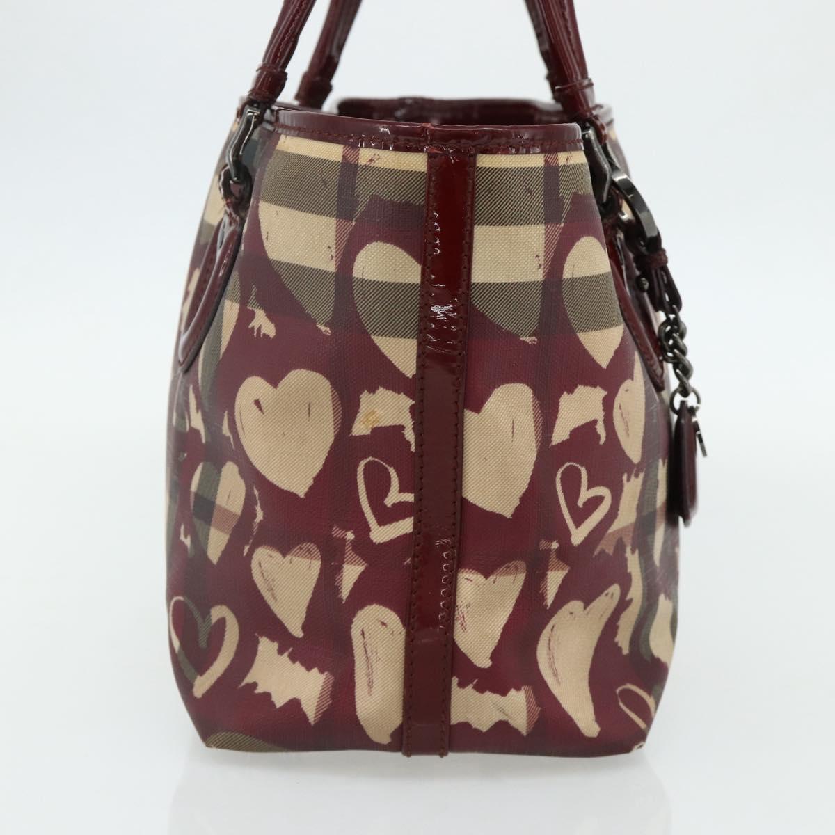 BURBERRY Tote Bag PVC Beige Silver Auth 179142