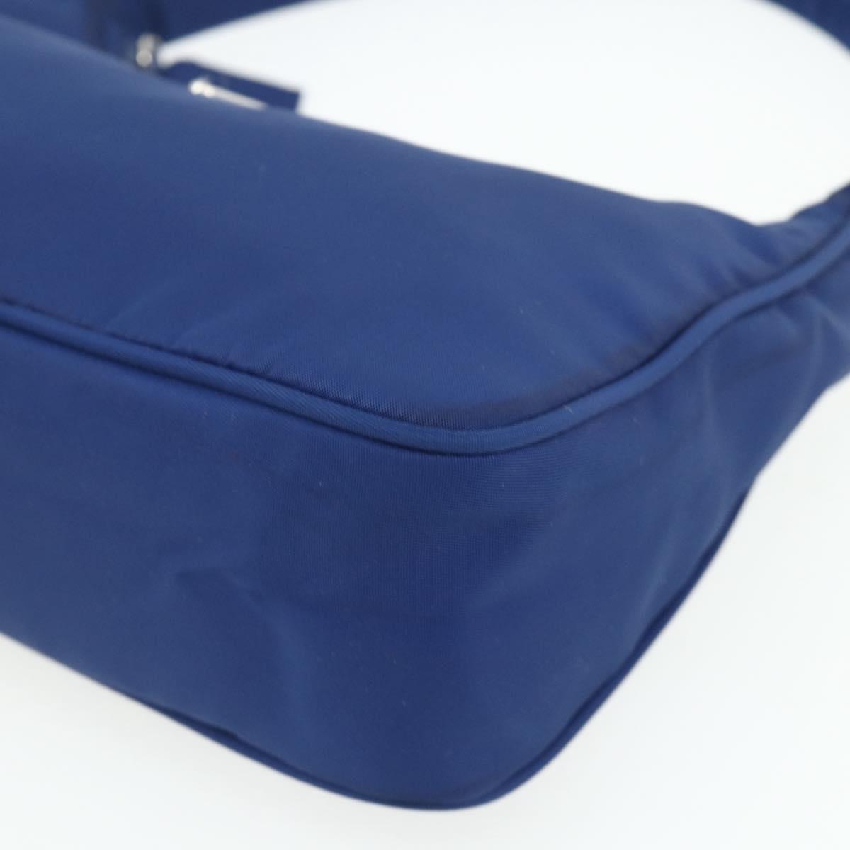 PRADA Hand Pouch Nylon Blue Silver Auth 179144A