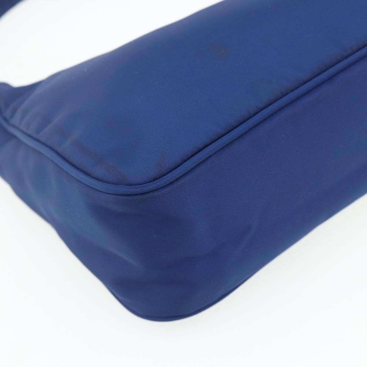 PRADA Hand Pouch Nylon Blue Silver Auth 179144A