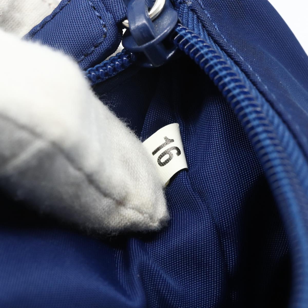 PRADA Hand Pouch Nylon Blue Silver Auth 179144A