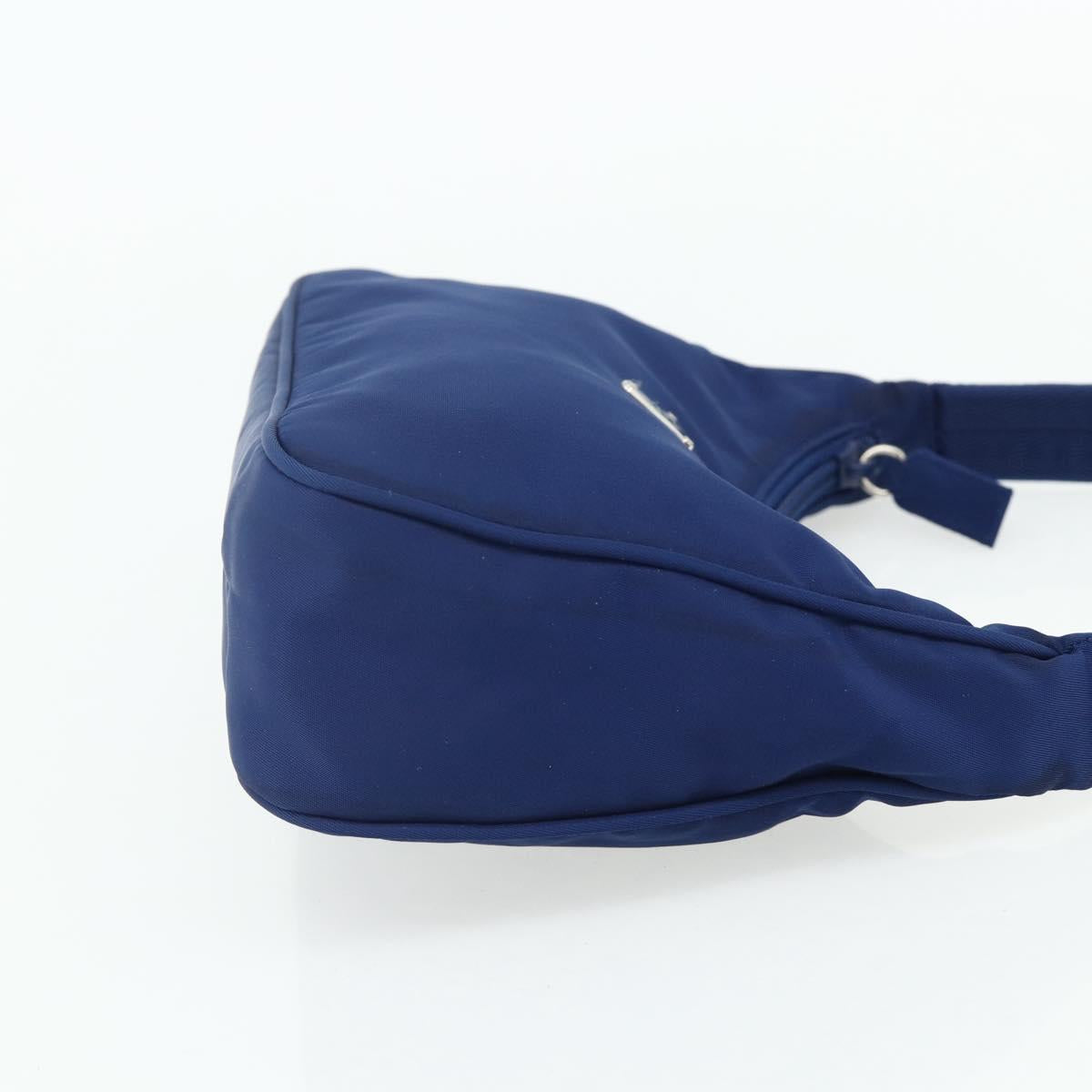 PRADA Hand Pouch Nylon Blue Silver Auth 179144A