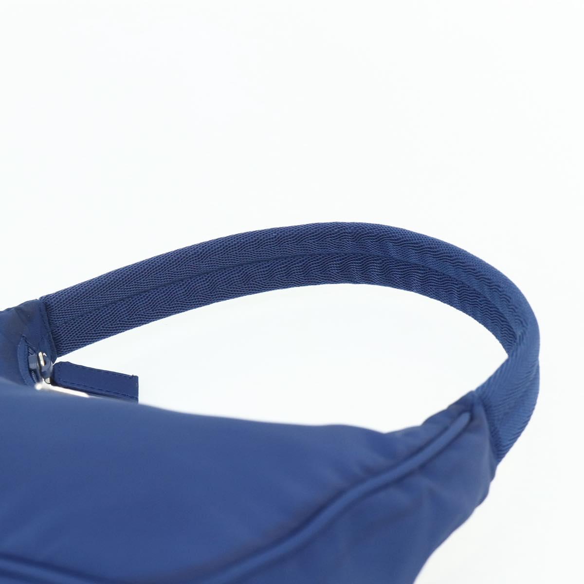 PRADA Hand Pouch Nylon Blue Silver Auth 179144A
