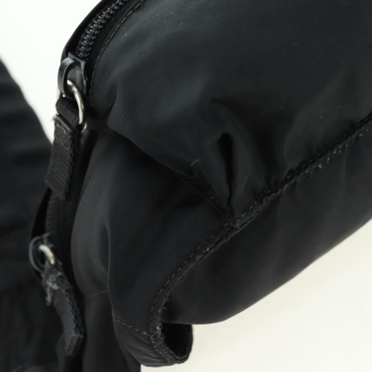 PRADA Body Bag Nylon Black Silver Auth 179145A