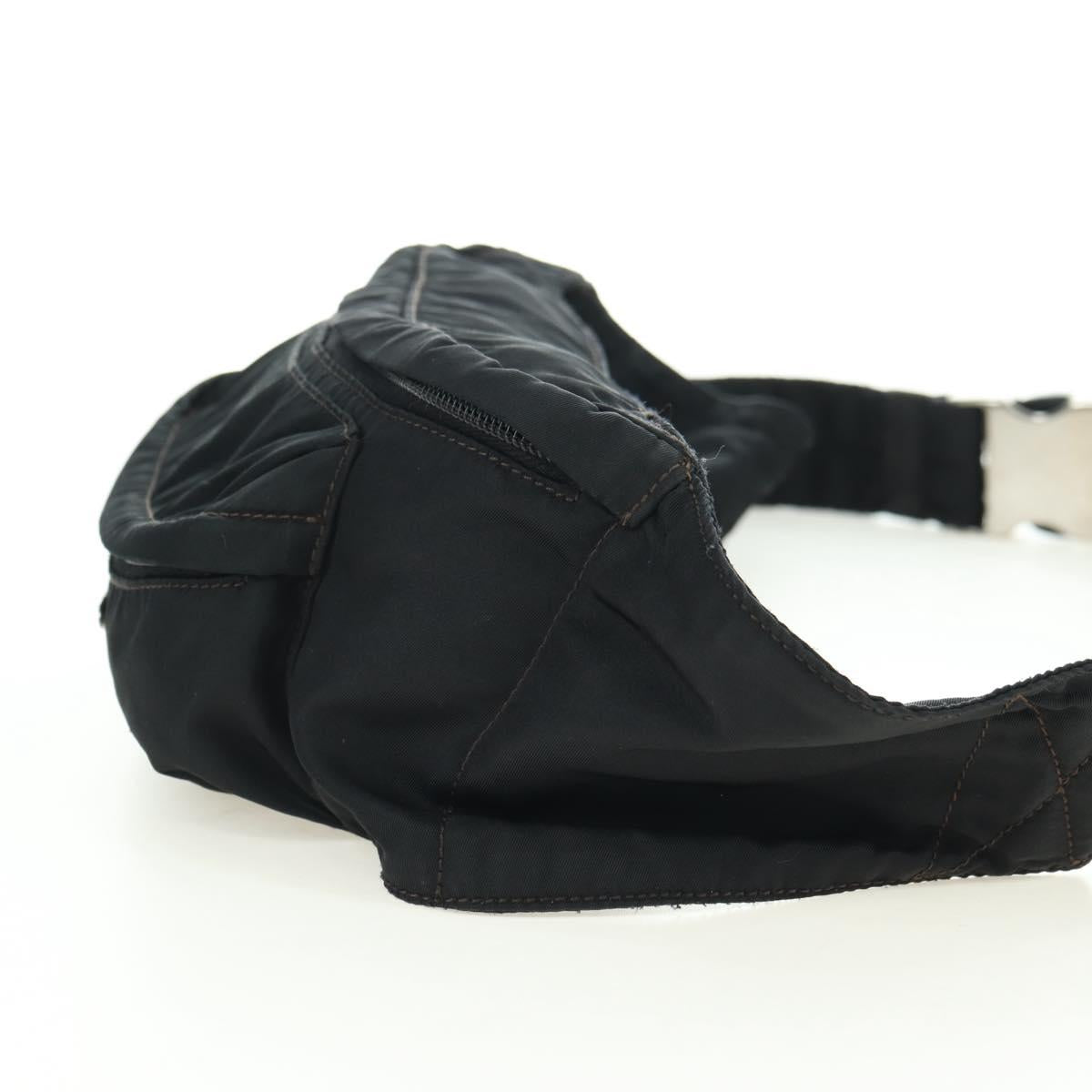 PRADA Body Bag Nylon Black Silver Auth 179145A