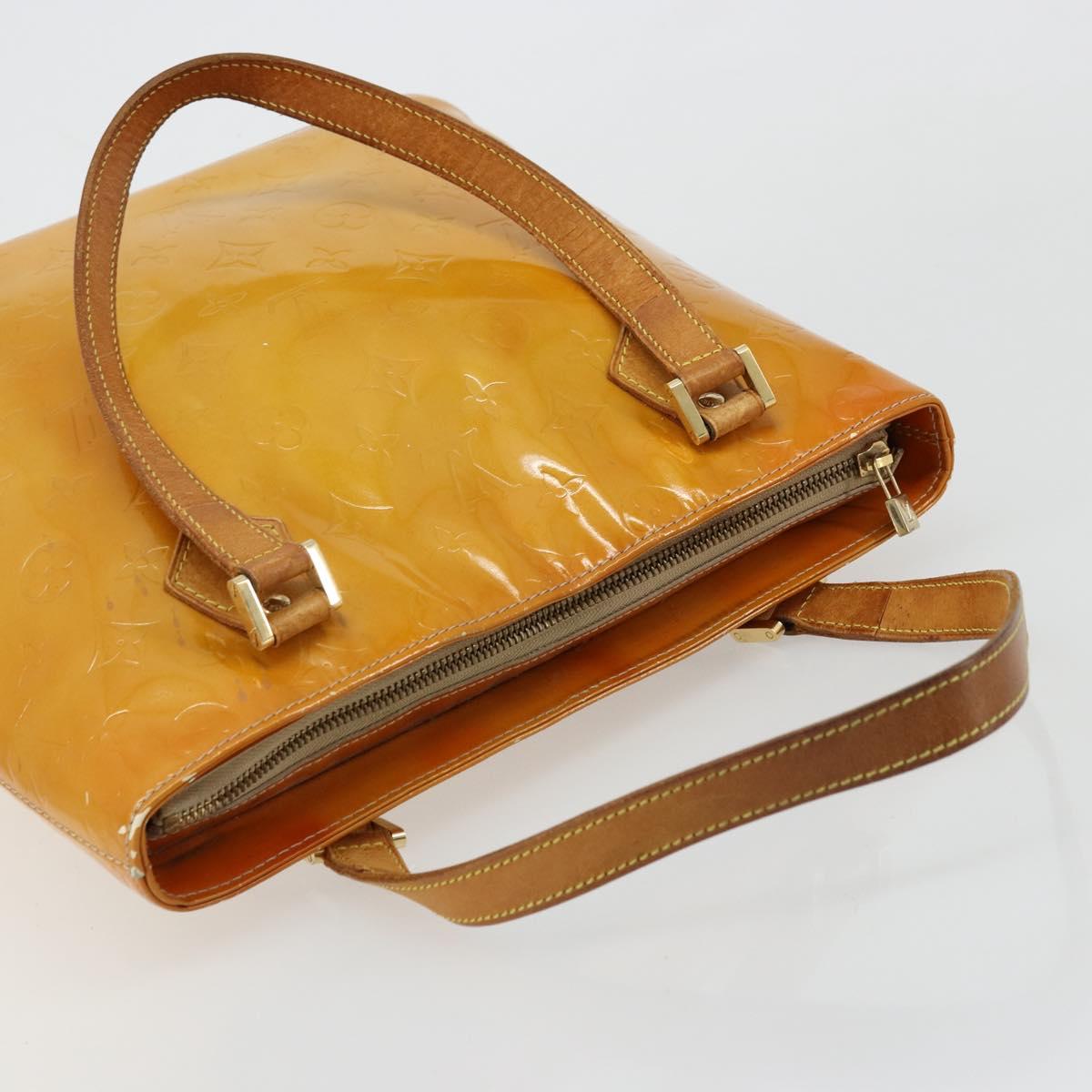 LOUIS VUITTON Monogram Vernis Houston Hand Bag Beige M91004 LV Auth 179150