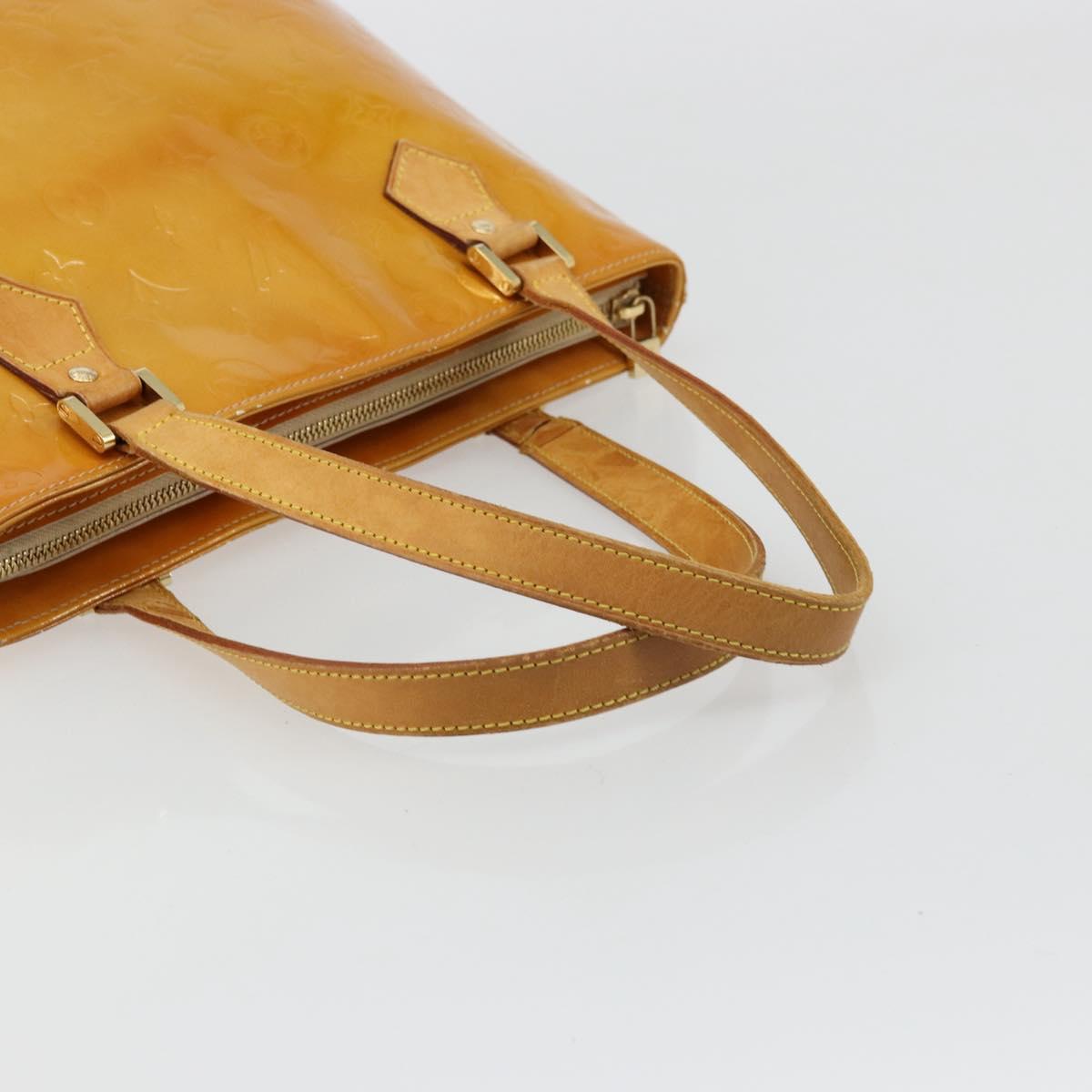 LOUIS VUITTON Monogram Vernis Houston Hand Bag Beige M91004 LV Auth 179151