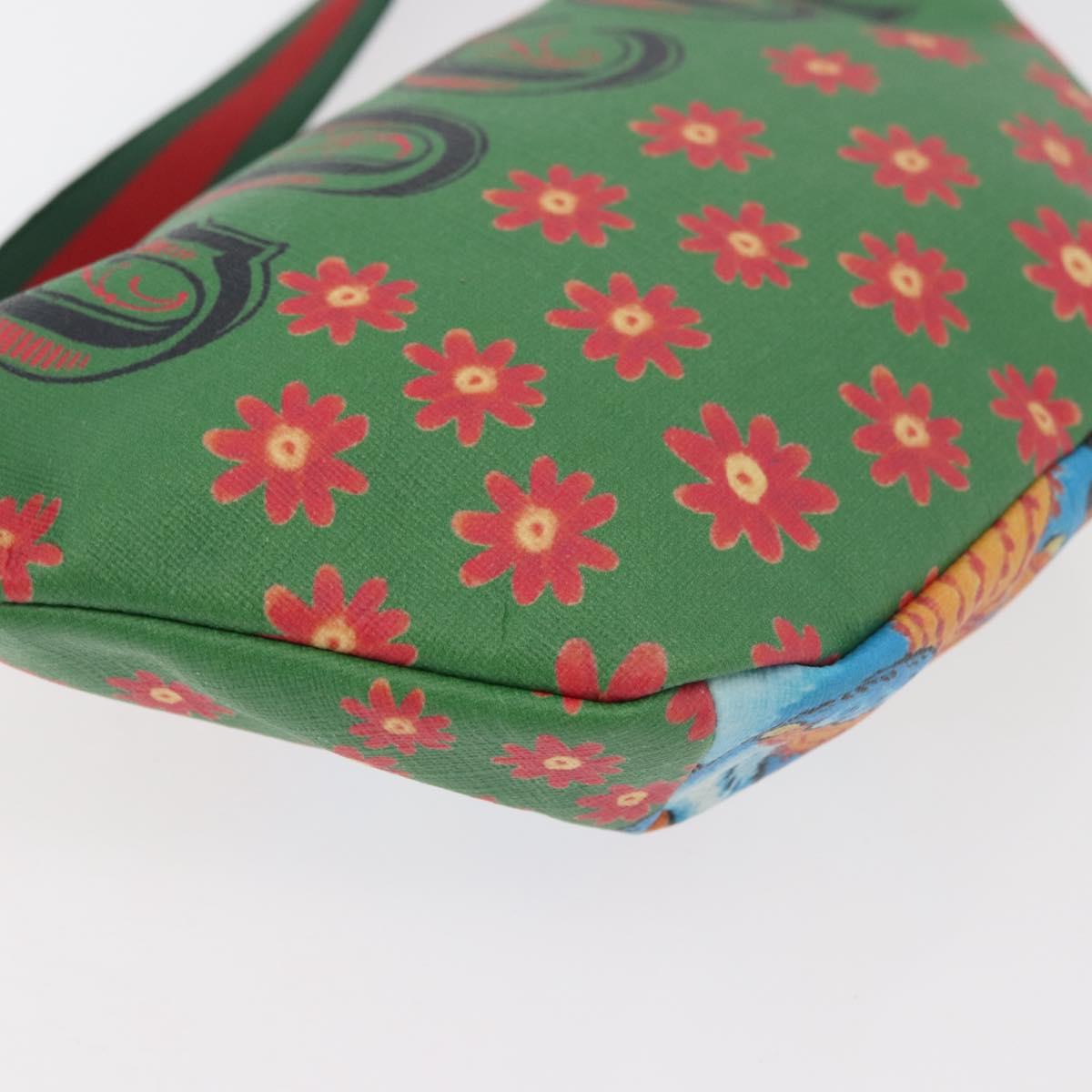 GUCCI Children's Web Sherry Line Bag Coated Canvas Green 502095 Auth 179152A