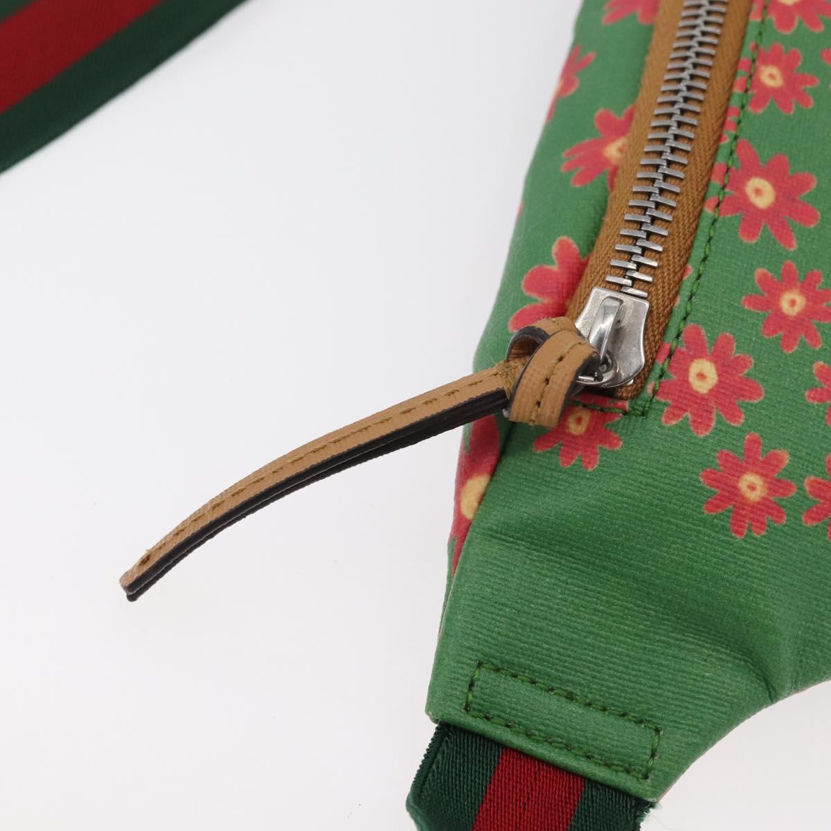 GUCCI Children's Web Sherry Line Bag Coated Canvas Green 502095 Auth 179152A