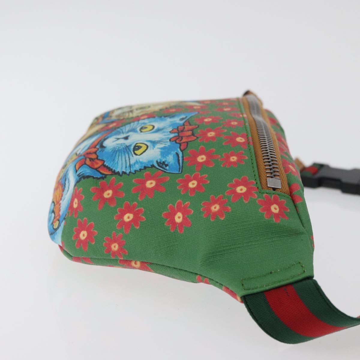 GUCCI Children's Web Sherry Line Bag Coated Canvas Green 502095 Auth 179152A
