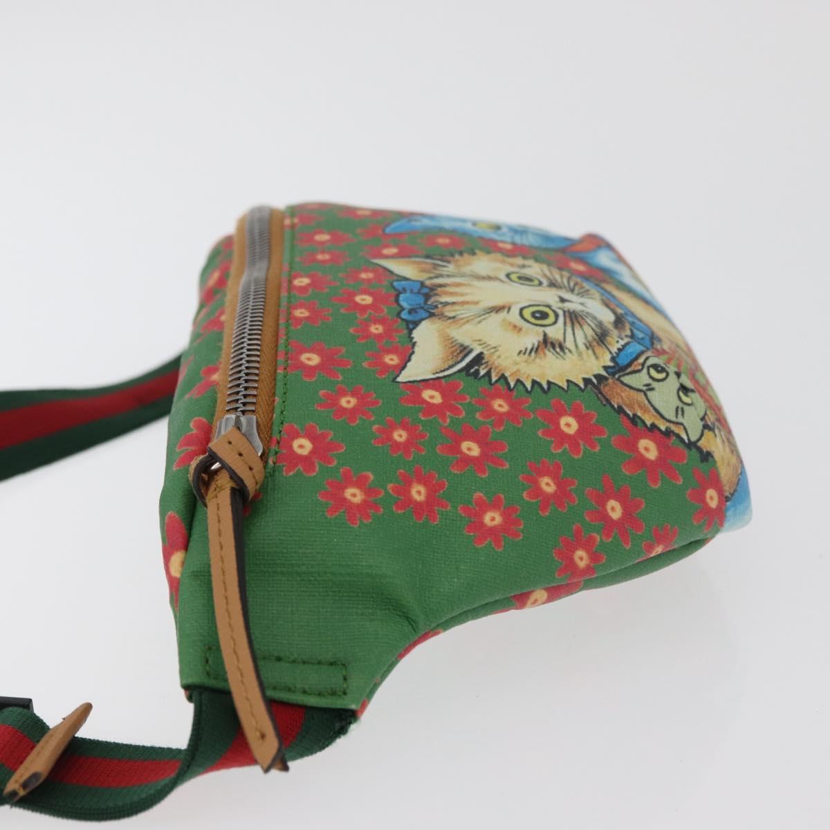 GUCCI Children's Web Sherry Line Bag Coated Canvas Green 502095 Auth 179152A