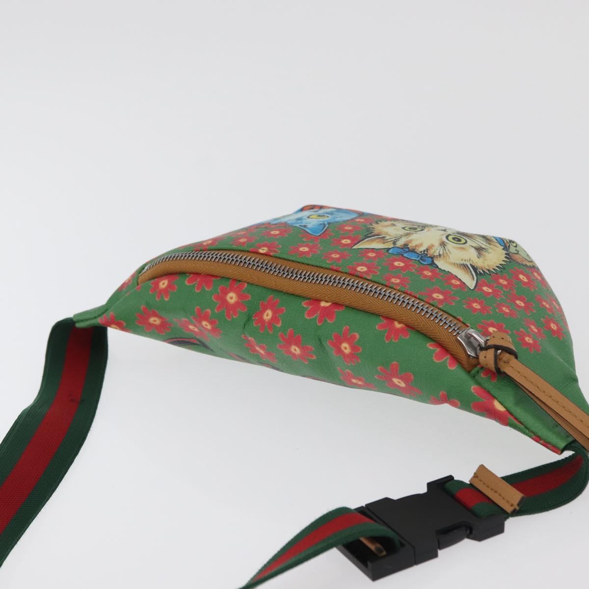 GUCCI Children's Web Sherry Line Bag Coated Canvas Green 502095 Auth 179152A