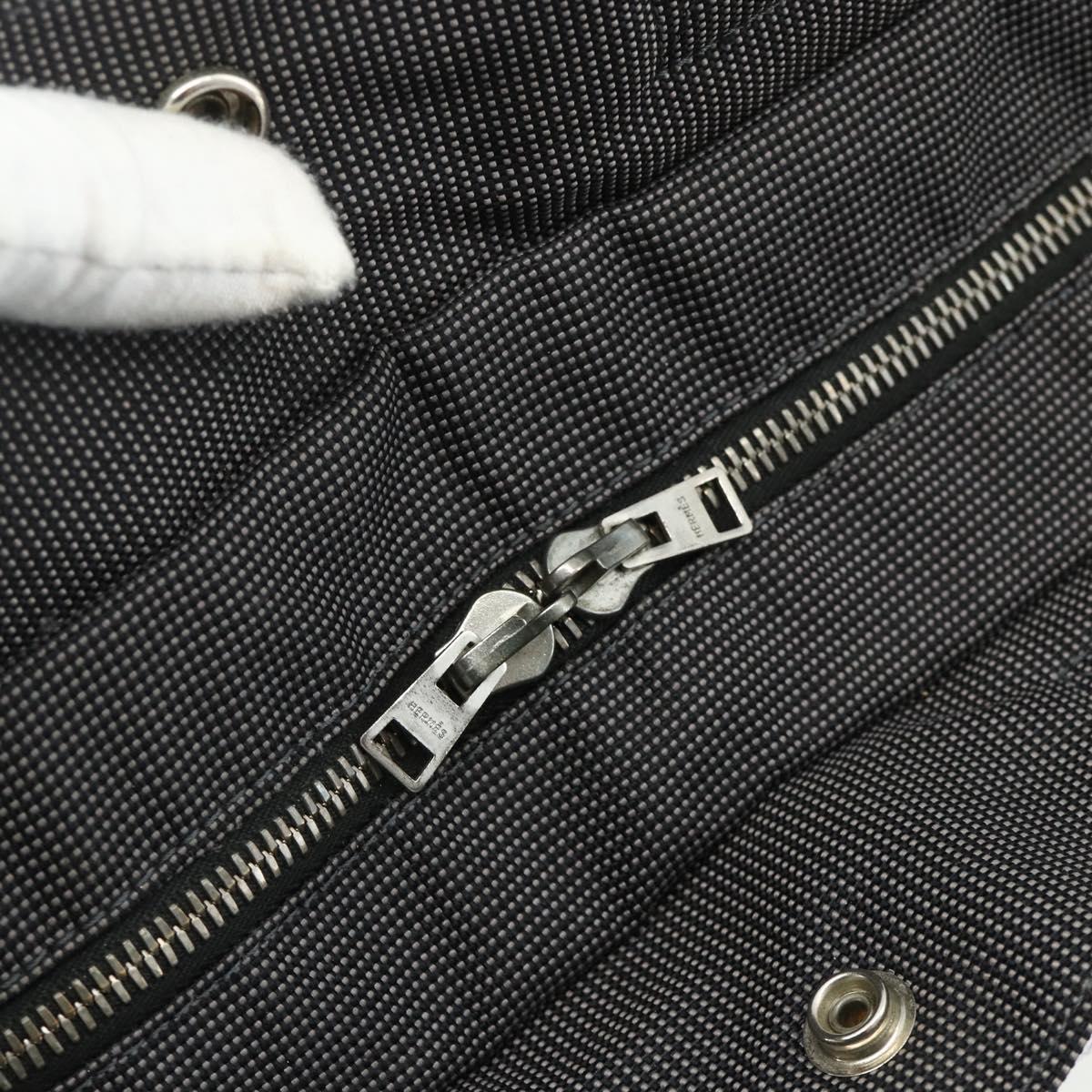 HERMES Her Line MM Hand Bag Canvas Gray Silver Auth 179155A