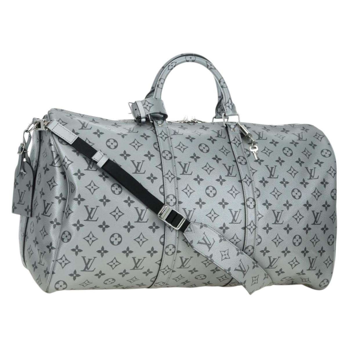 LOUIS VUITTON Monogram Keepall Bandouliere 50 Bag Silver M43848 Auth 179158SAM