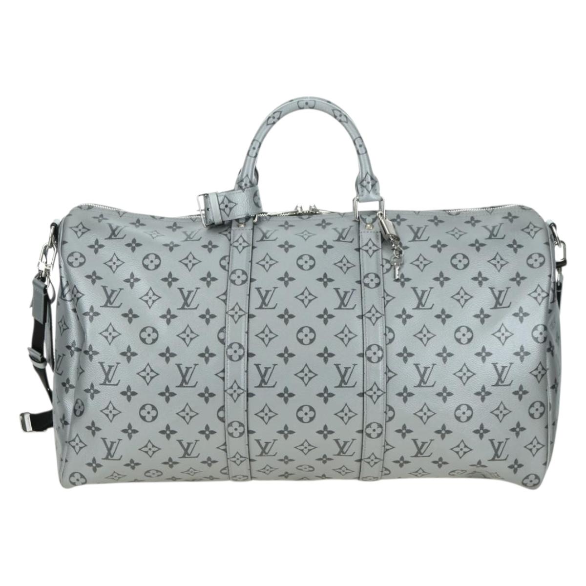 LOUIS VUITTON Monogram Keepall Bandouliere 50 Bag Silver M43848 Auth 179158SAM