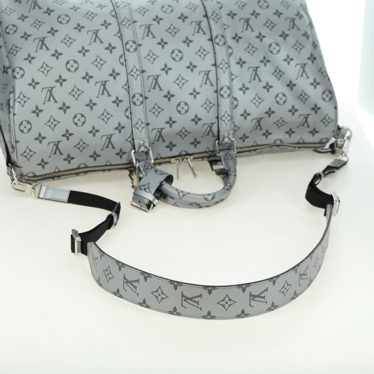 LOUIS VUITTON Monogram Keepall Bandouliere 50 Bag Silver M43848 Auth 179158SAM