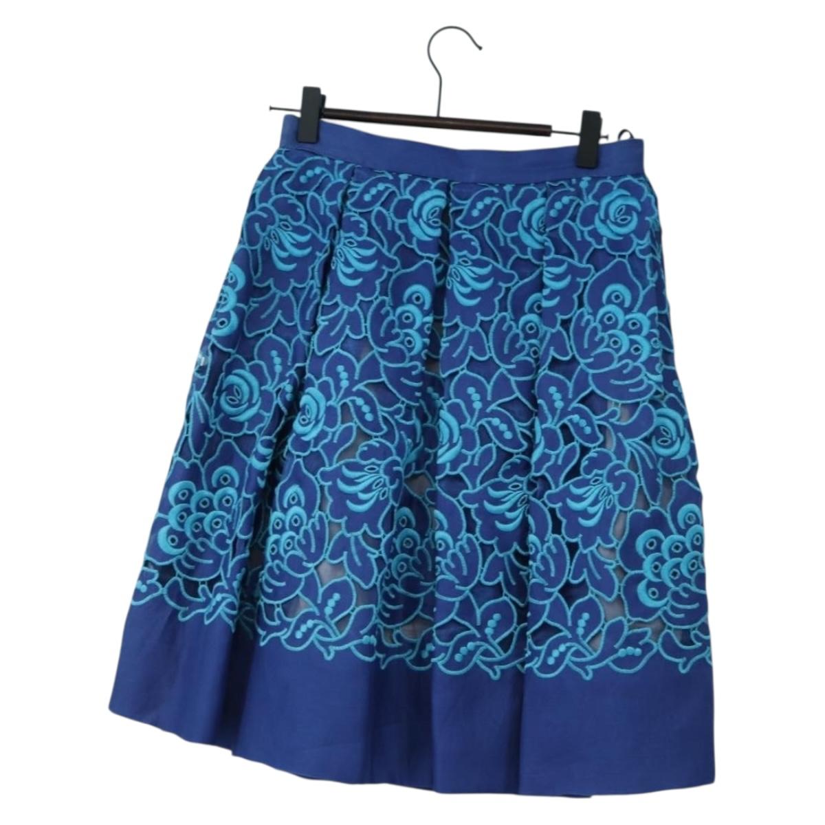 PRADA Skirt Silk Blue Auth 179162A