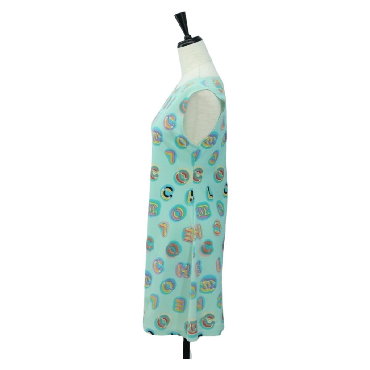 CHANEL One Piece Nylon Green CC Auth 179164M