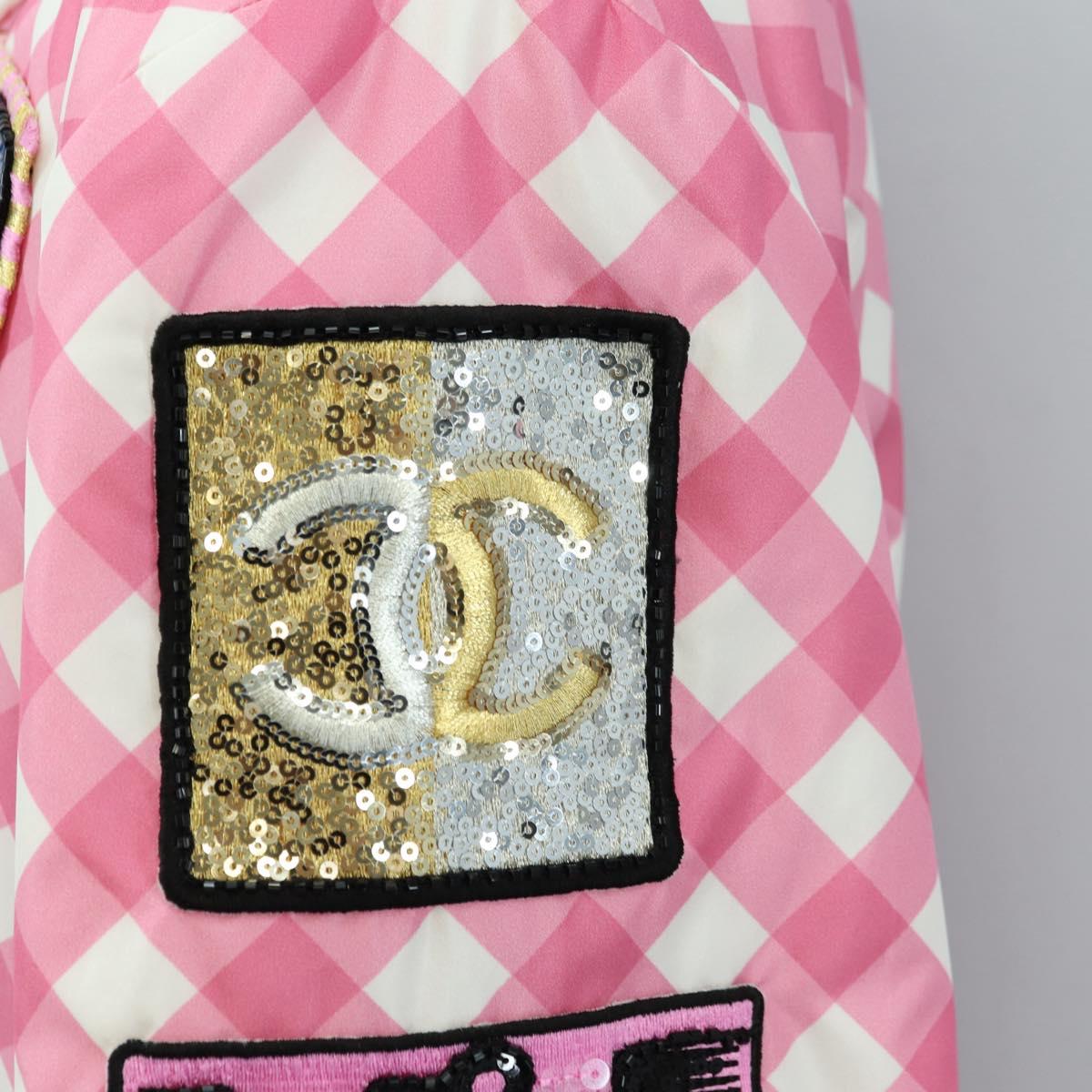 CHANEL Puff Jacket Silk Pink 23C P74093 CC Auth 179165SAM