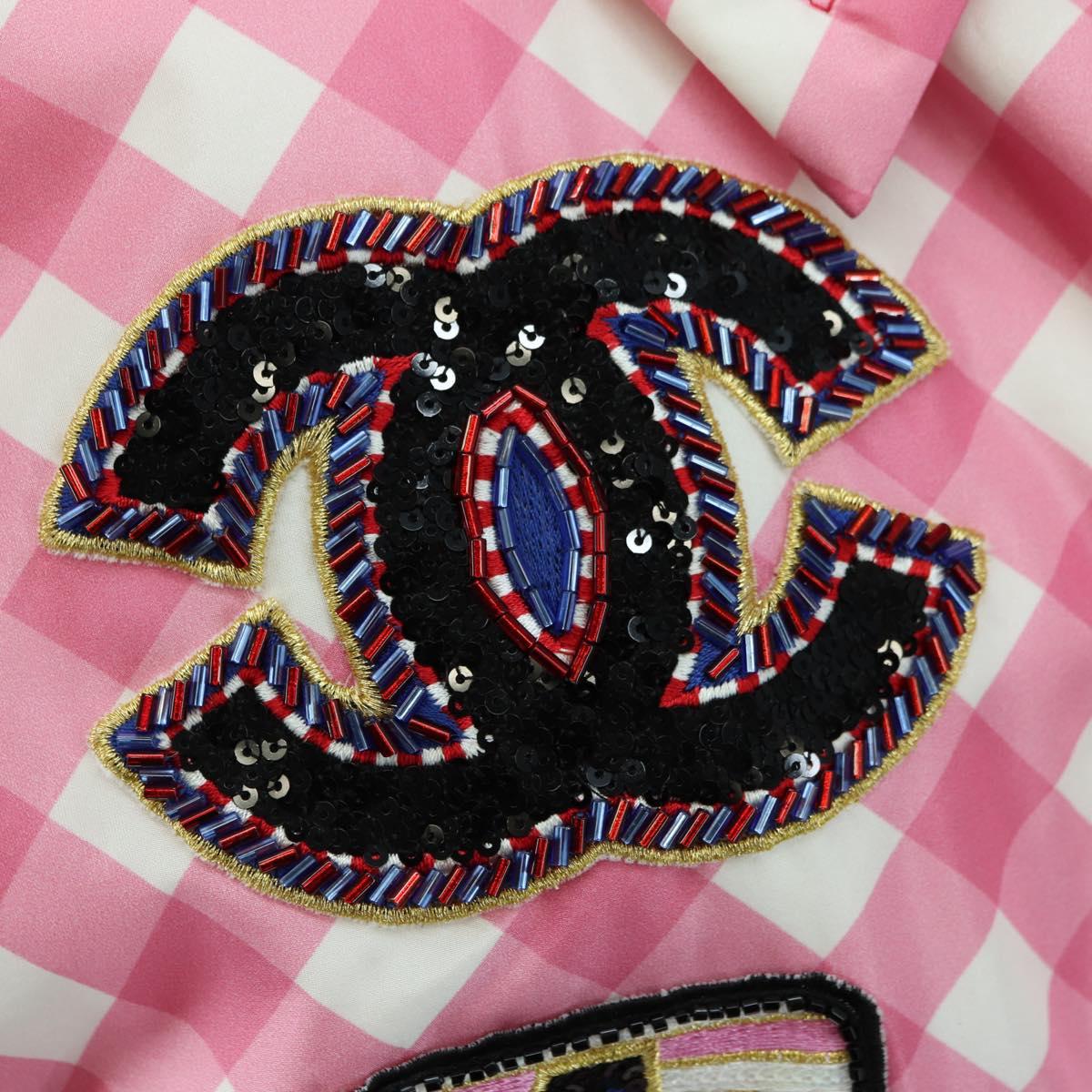 CHANEL Puff Jacket Silk Pink 23C P74093 CC Auth 179165SAM