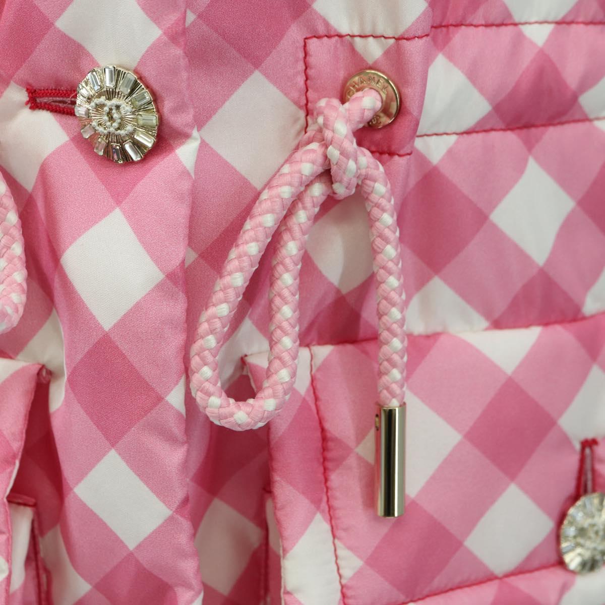 CHANEL Puff Jacket Silk Pink 23C P74093 CC Auth 179165SAM