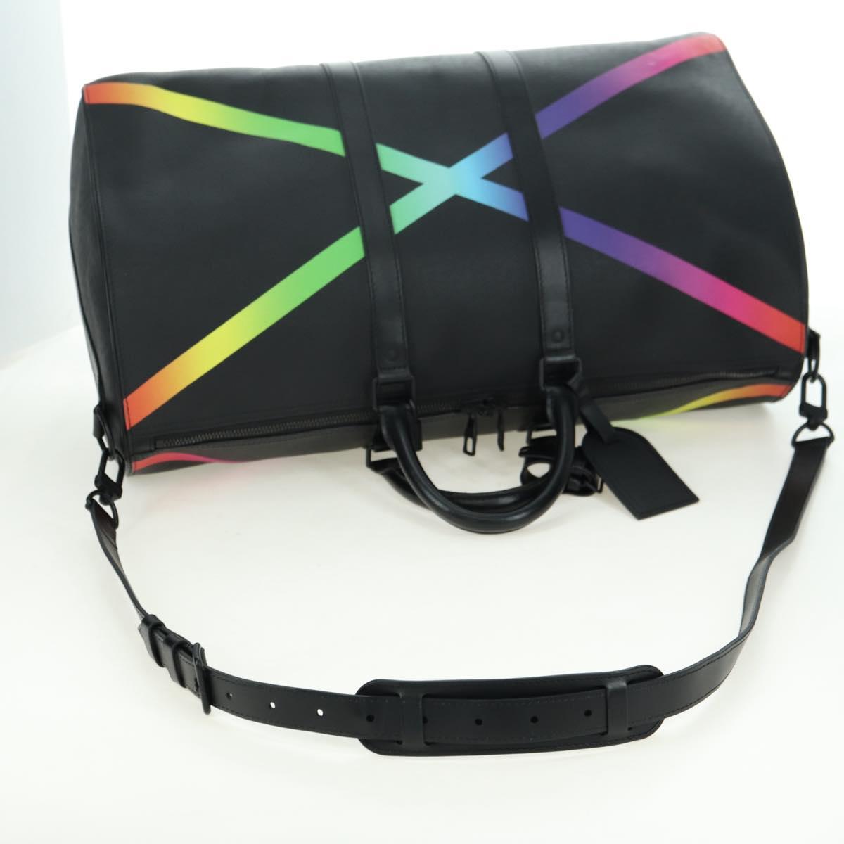 LOUIS VUITTON Taiga Rainbow Keepall Bandouliere 50 Bag Black M30345 Auth 179178V