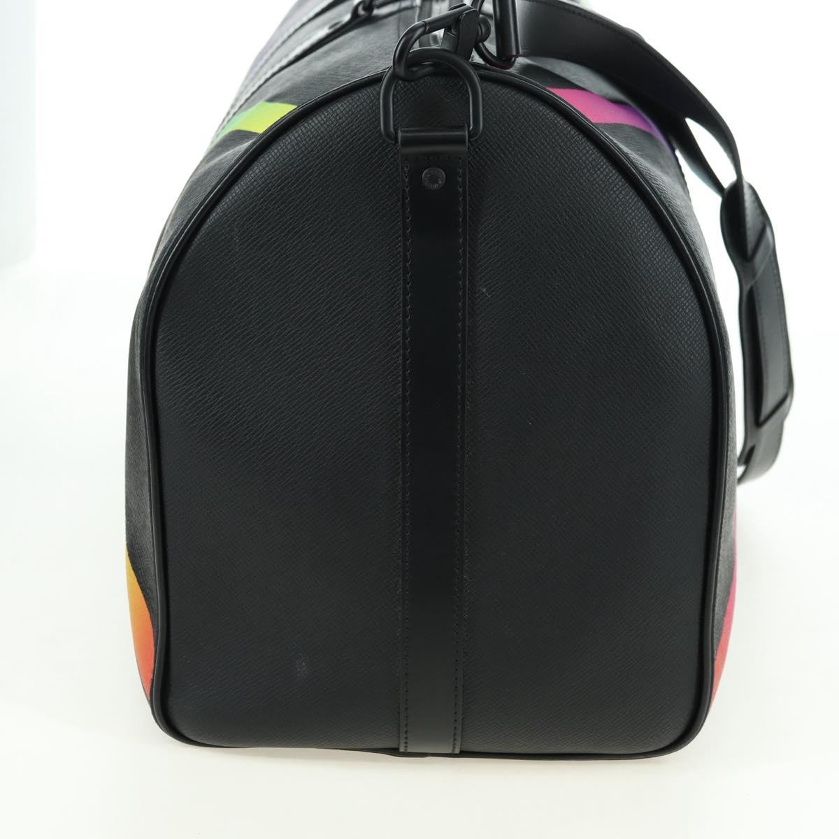 LOUIS VUITTON Taiga Rainbow Keepall Bandouliere 50 Bag Black M30345 Auth 179178V