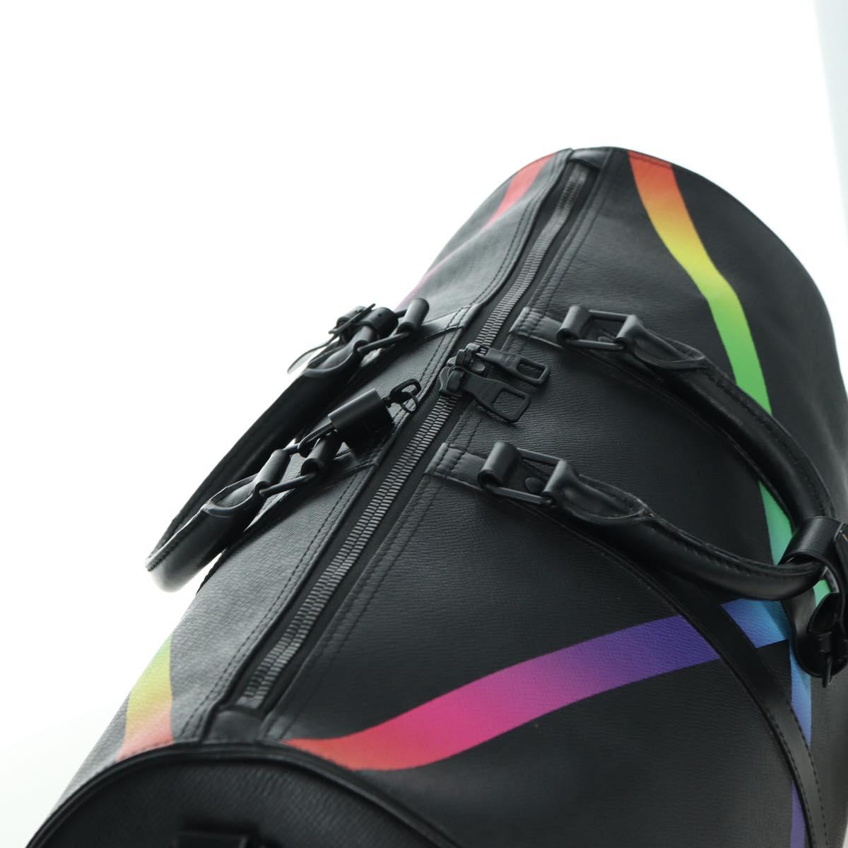 LOUIS VUITTON Taiga Rainbow Keepall Bandouliere 50 Bag Black M30345 Auth 179178V