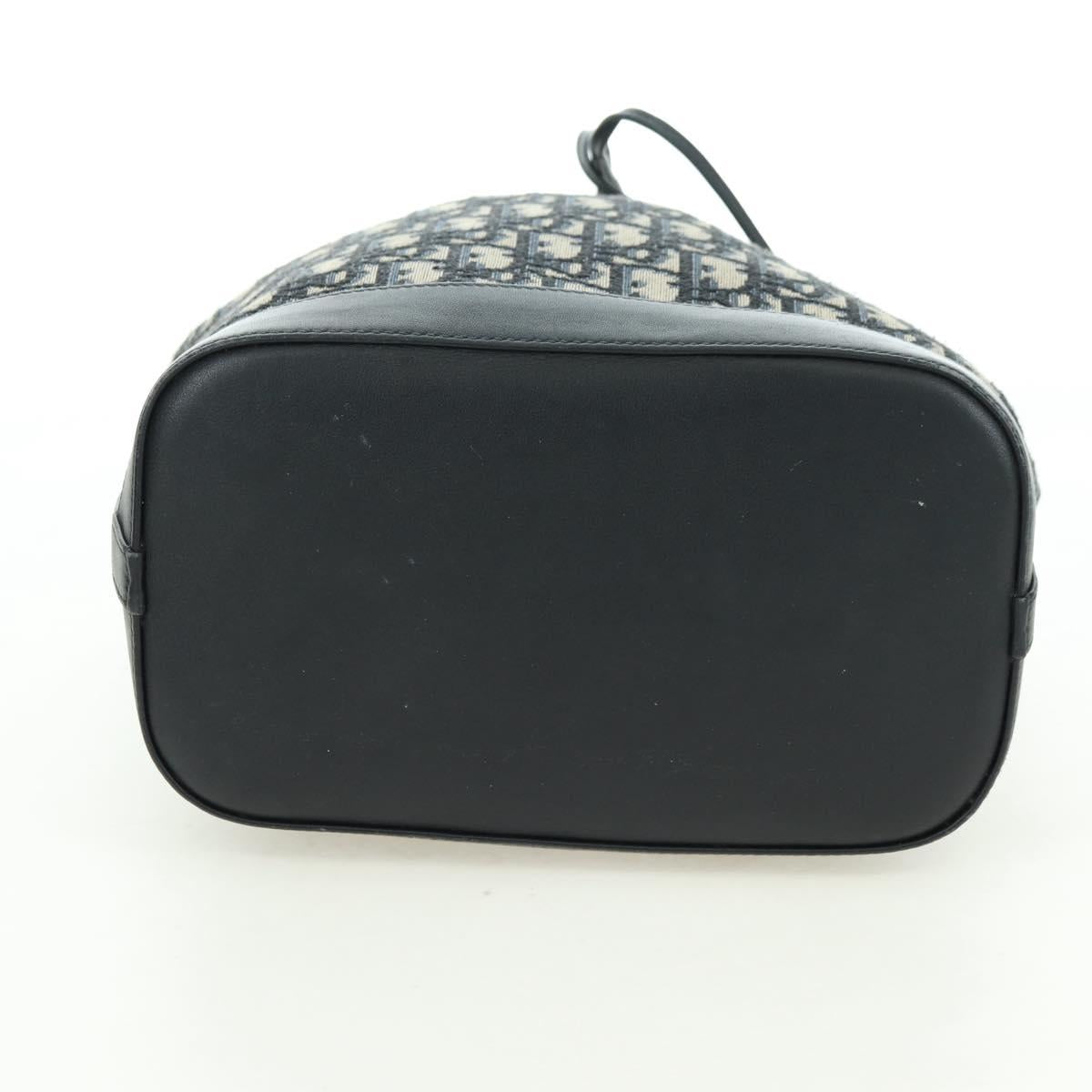 Christian Dior Trotter Canvas Chain Shoulder Bag Navy Gold Auth 179181V