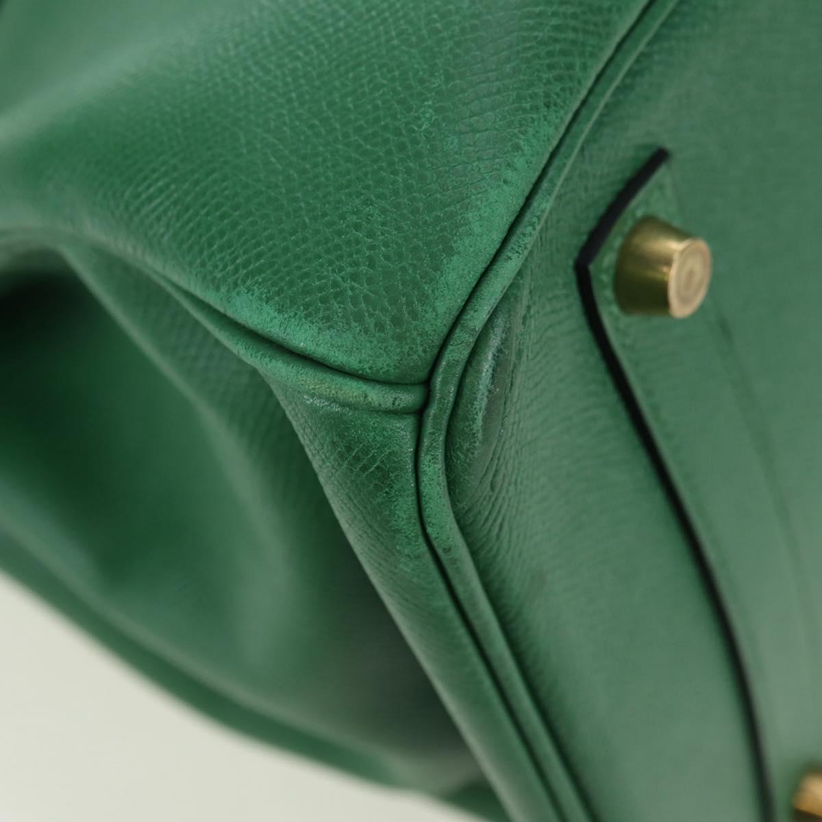 HERMES Birkin 35 Hand Bag Leather Green Gold Auth 179183SAM