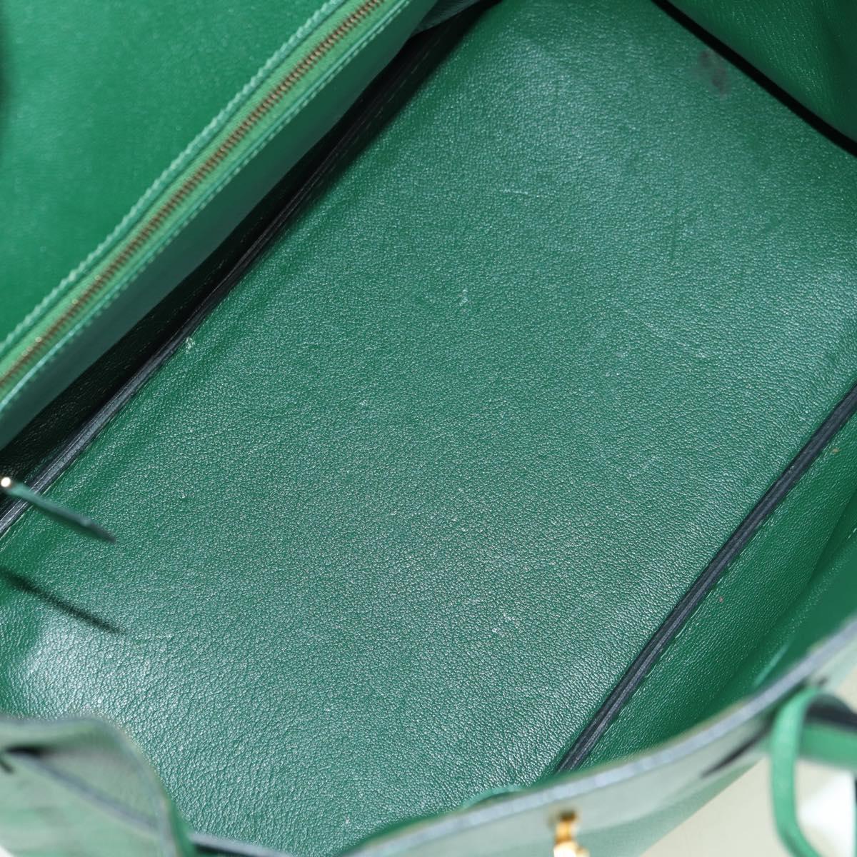 HERMES Birkin 35 Hand Bag Leather Green Gold Auth 179183SAM