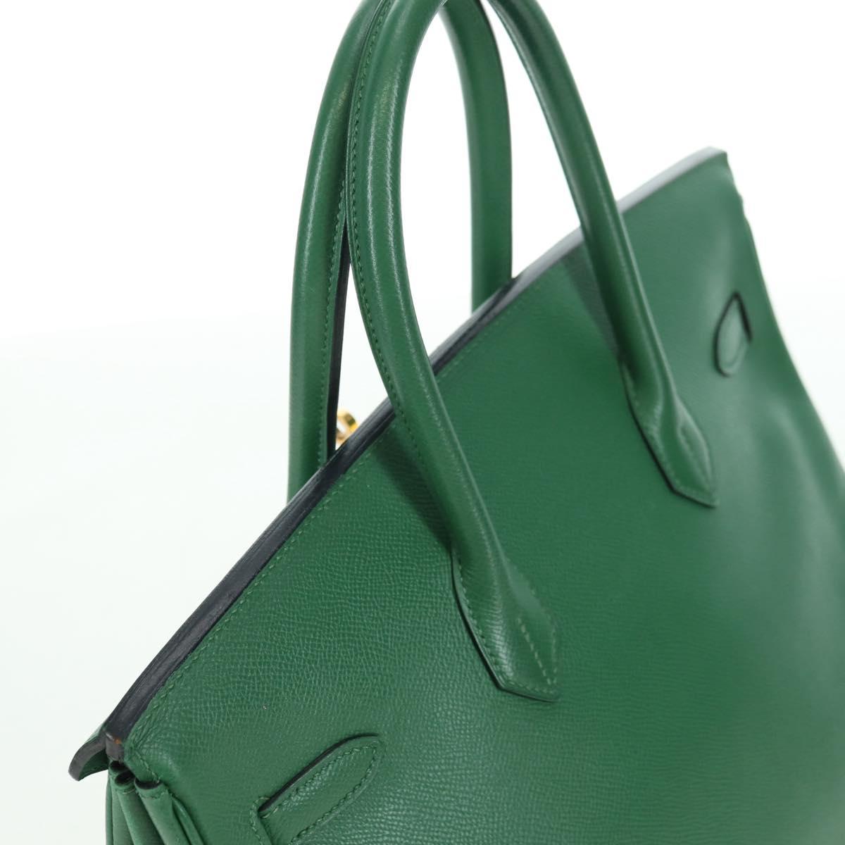 HERMES Birkin 35 Hand Bag Leather Green Gold Auth 179183SAM