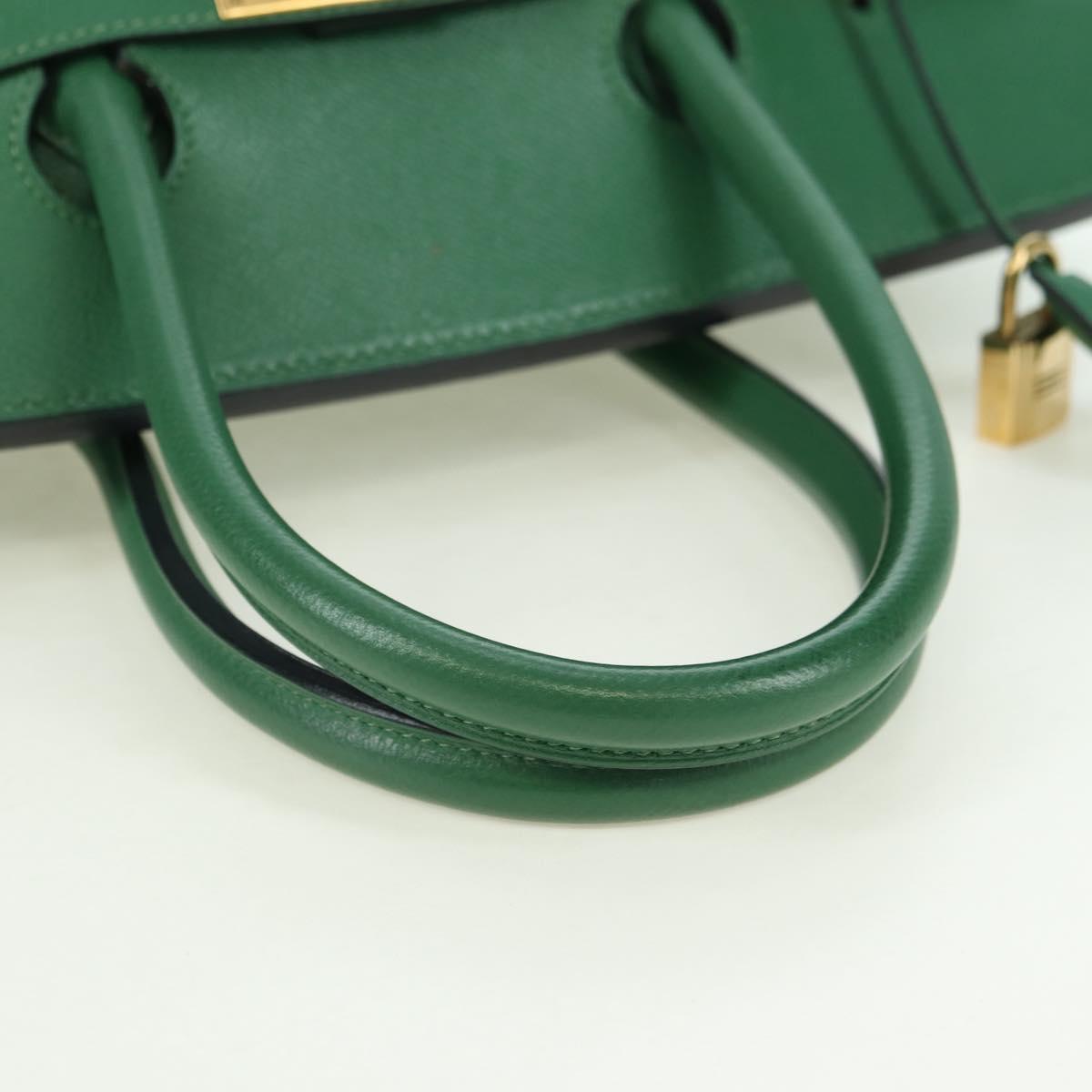 HERMES Birkin 35 Hand Bag Leather Green Gold Auth 179183SAM
