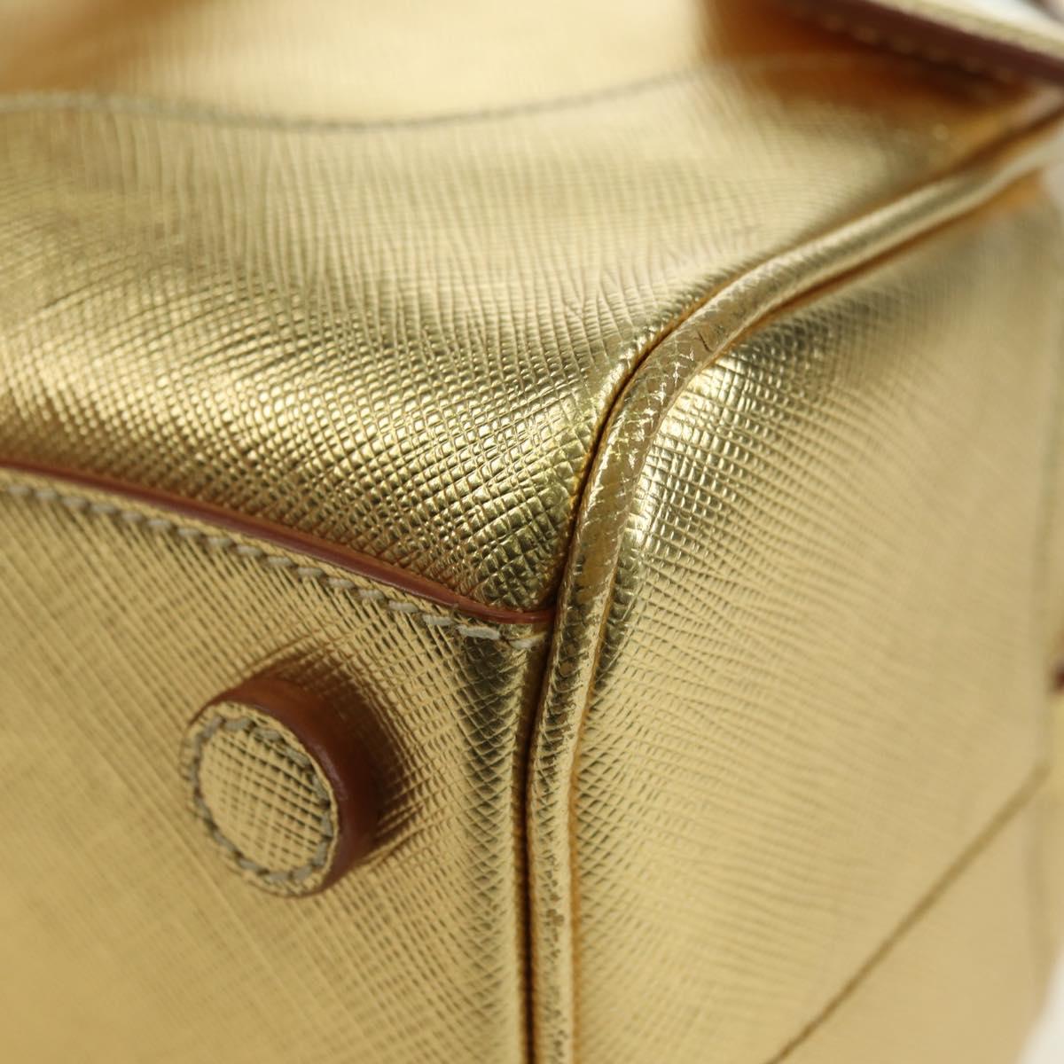 PRADA Hand Bag Safiano leather Gold Auth 179187SV